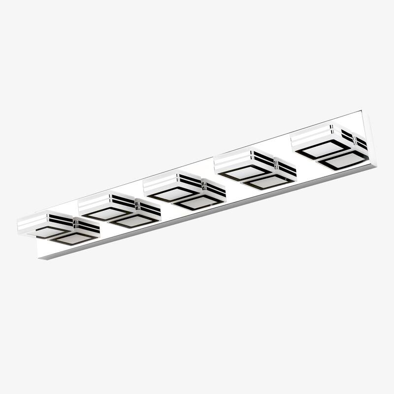 32" Modern 5-Light LED Vanity Light, Square Acrylic Lampshades Wall Mount Fixture for Bathroom, Mirror Lighting