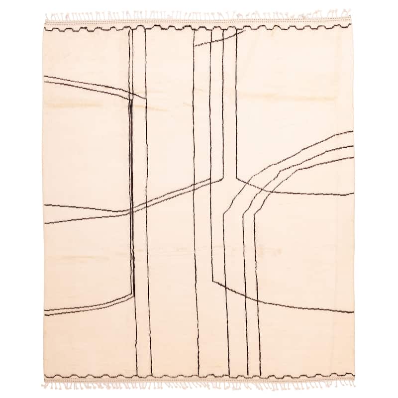 ECARPETGALLERY Hand-knotted Pak Finest Marrakesh Ivory Wool Rug - 8'6 x 9'8