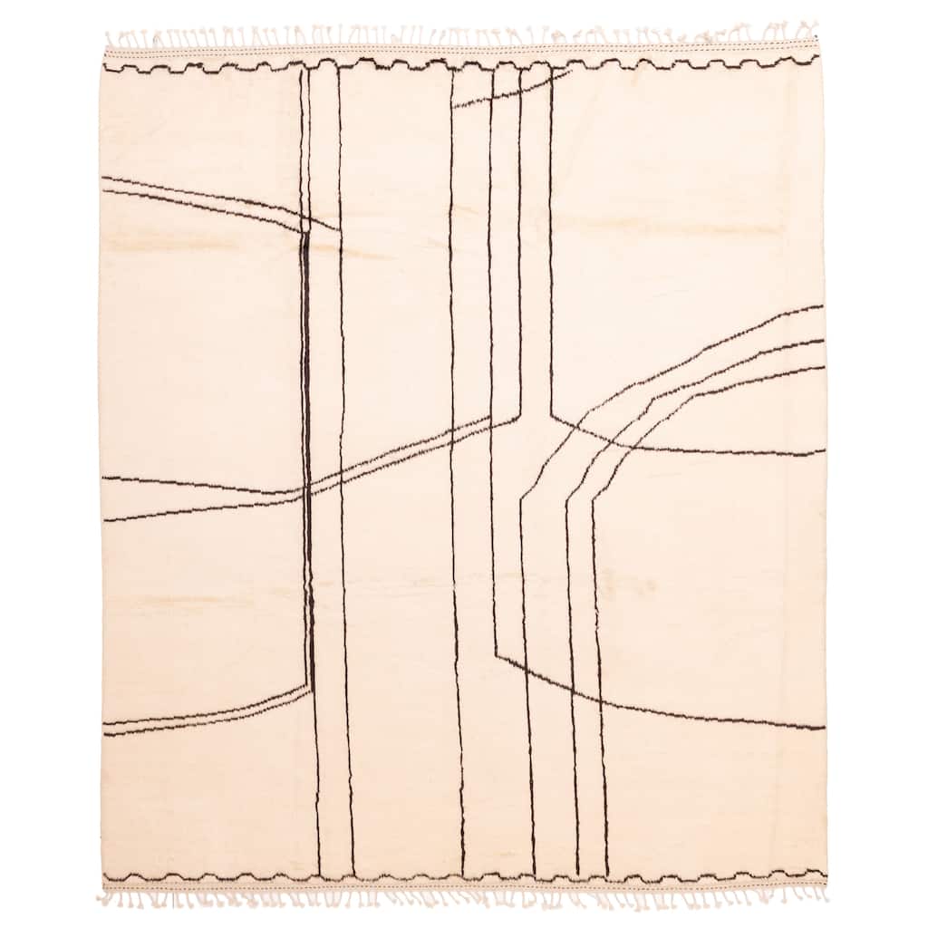 ECARPETGALLERY Hand-knotted Pak Finest Marrakesh Ivory Wool Rug - 8'6 x 9'8