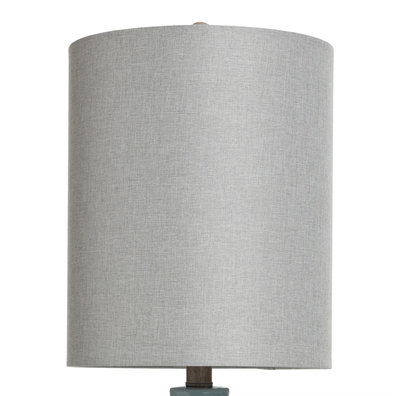 StyleCraft Ceramic Blue Table Lamp - White Hardback Fabric Shade