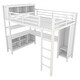 preview thumbnail 5 of 12, White Metal Storage Loft Bed with Wardrobe And L-shaped Desk, Full Size