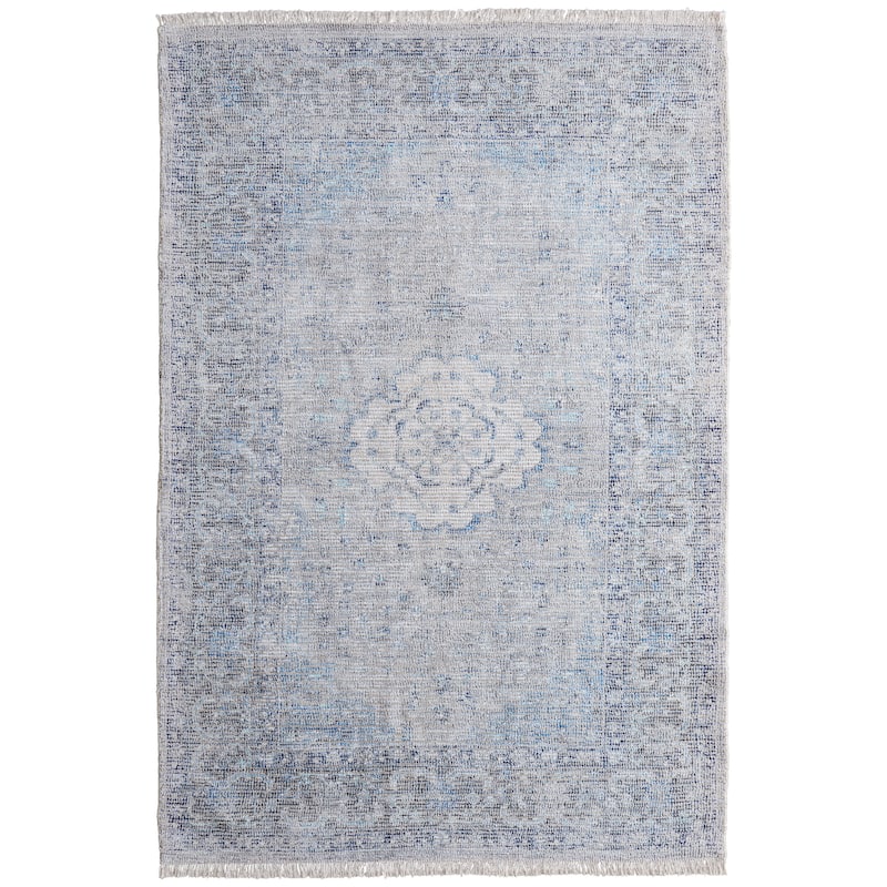 Grand Bazaar Ramey Hand Woven Medallion Transitional Area Rug - 3'6" x 5'6" - Gray/Blue/Ivory
