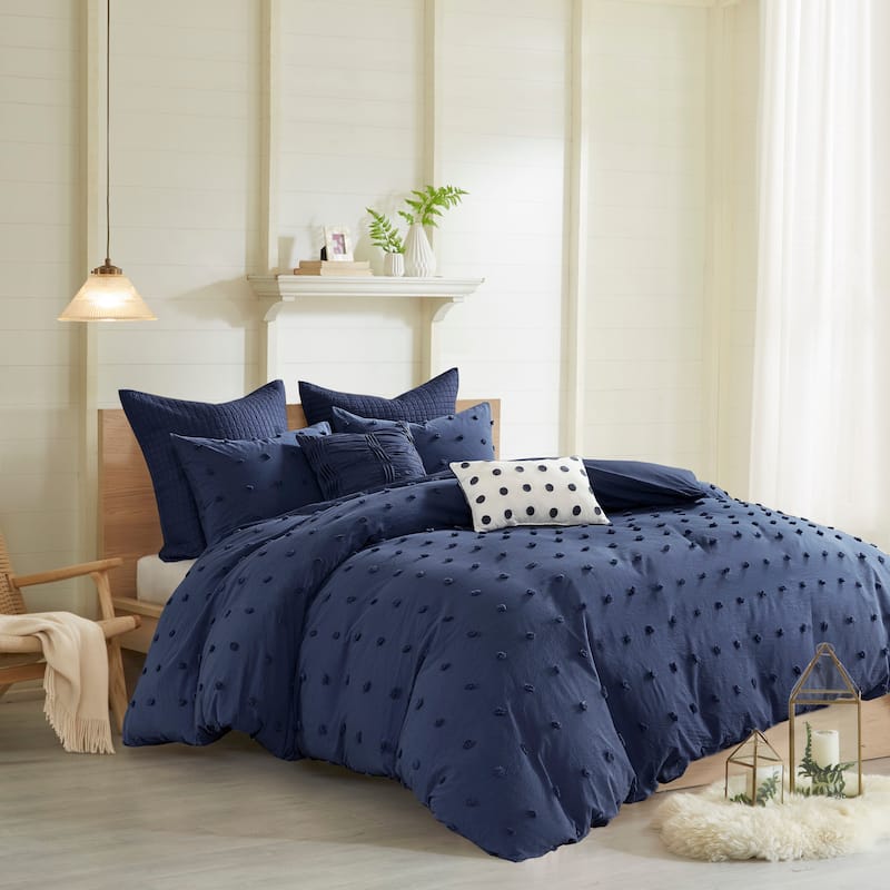 Intelligent Design Maize Cotton Jacquard Duvet Cover Set with Euro Shams and Throw Pillows