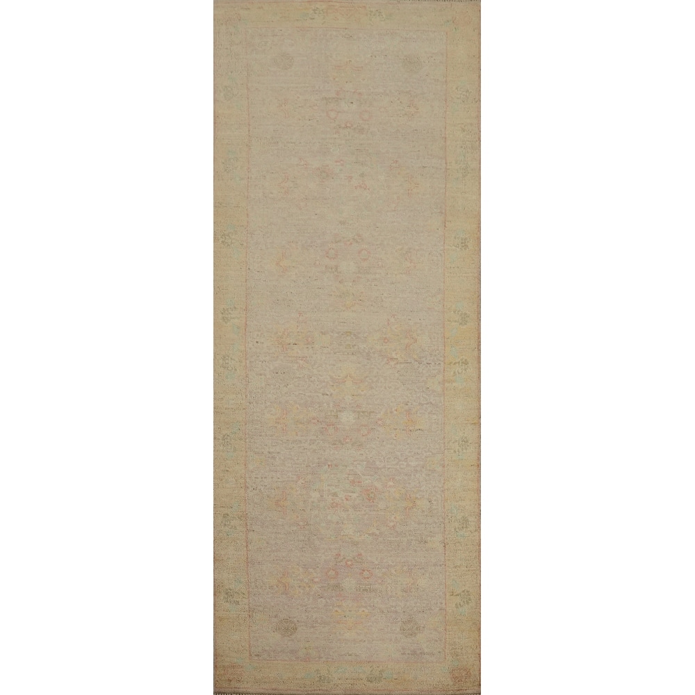 Hand Knotted Oriental 100% Wool Carpet Traditional Floral Purples Ziegler Runner Rug - 8' 0'' X 2' 8''