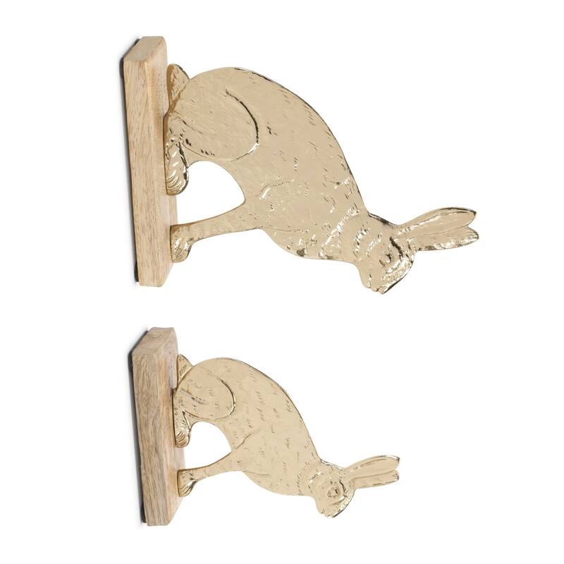 Sitting Rabbit Metal Figures - 8.25" - Set of 2