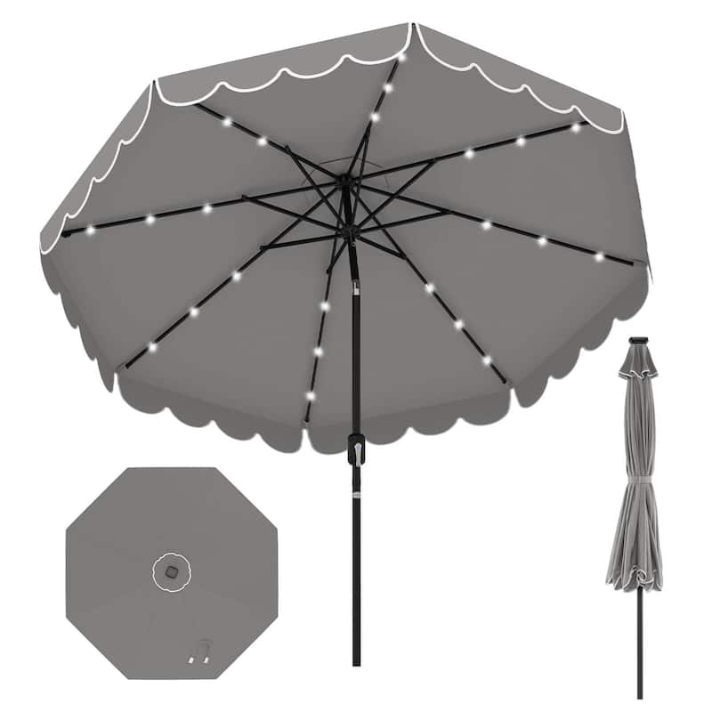 Costway 9.3 FT Solar Patio Umbrella Outdoor Market Sunshade with 24 - See Details