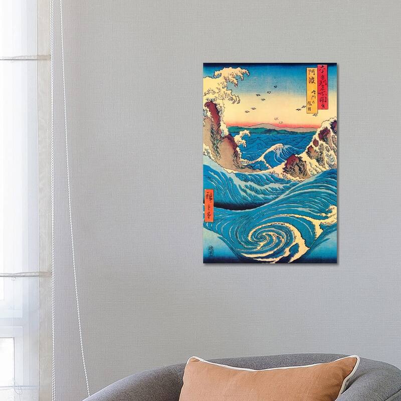 iCanvas "Awa, Naruto no fuha (Awa Province, Naruto Whirlpools)" by Utagawa Hiroshige Canvas Print - 26x18x1.5
