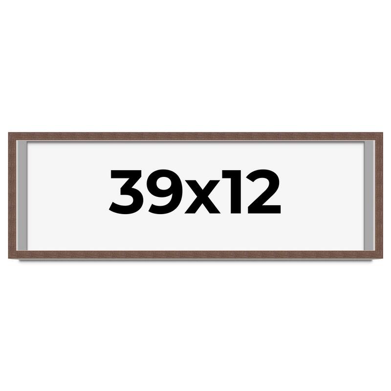 39x12 Shadow Box Frame Brown | 1.125 inches Deep Real Wood Rustic
