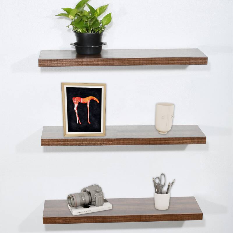 DAVEE Set of 3 Antique Walnut Floating Shelves - 31.5*9.25*1.5 inches - 31.5*9.25*1.5 inches