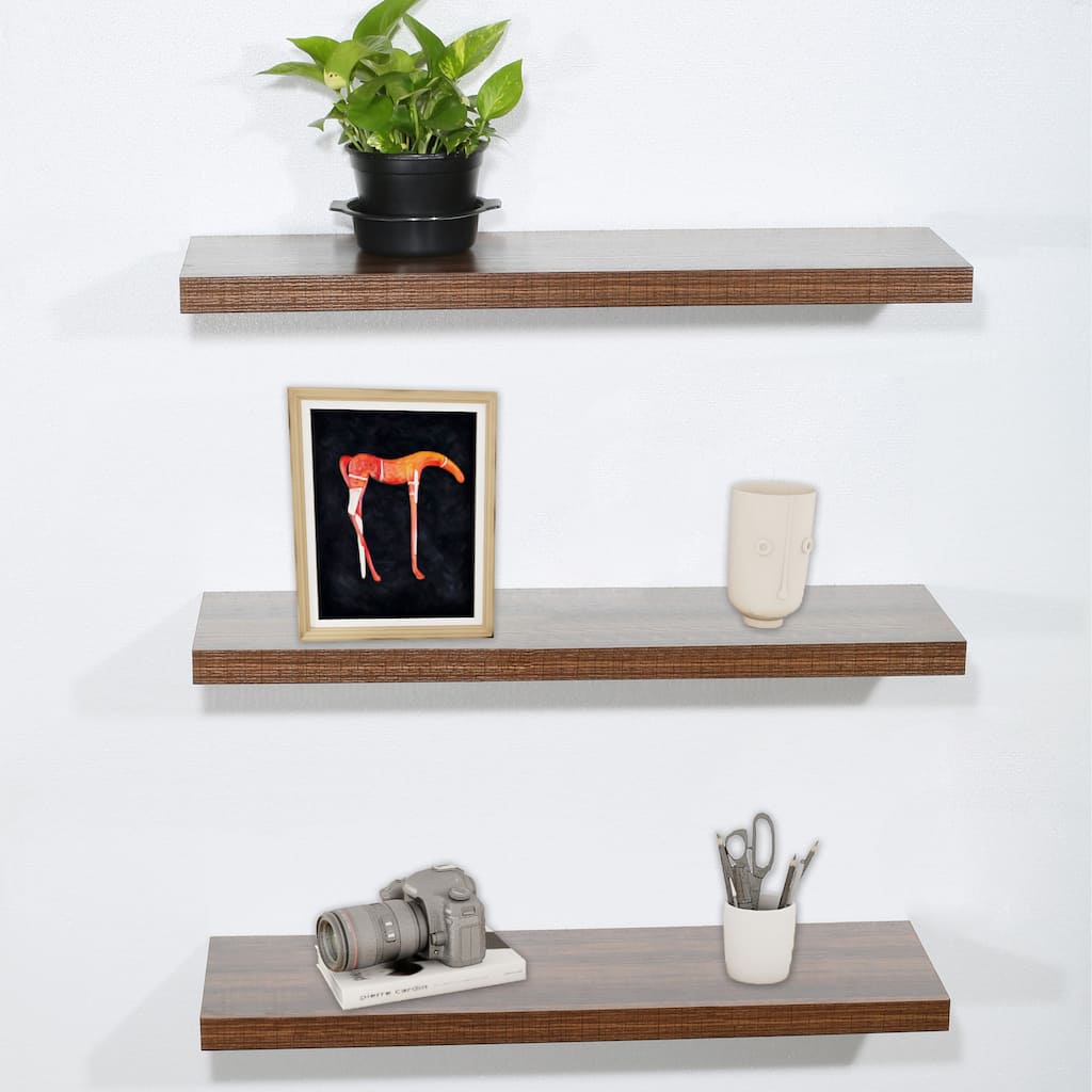 DAVEE Set of 3 Antique Walnut Floating Shelves - 31.5*9.25*1.5 inches - 31.5*9.25*1.5 inches