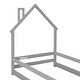 preview thumbnail 14 of 21, Twin Size Wood bed with House-shaped Headboard Floor bed with Fences