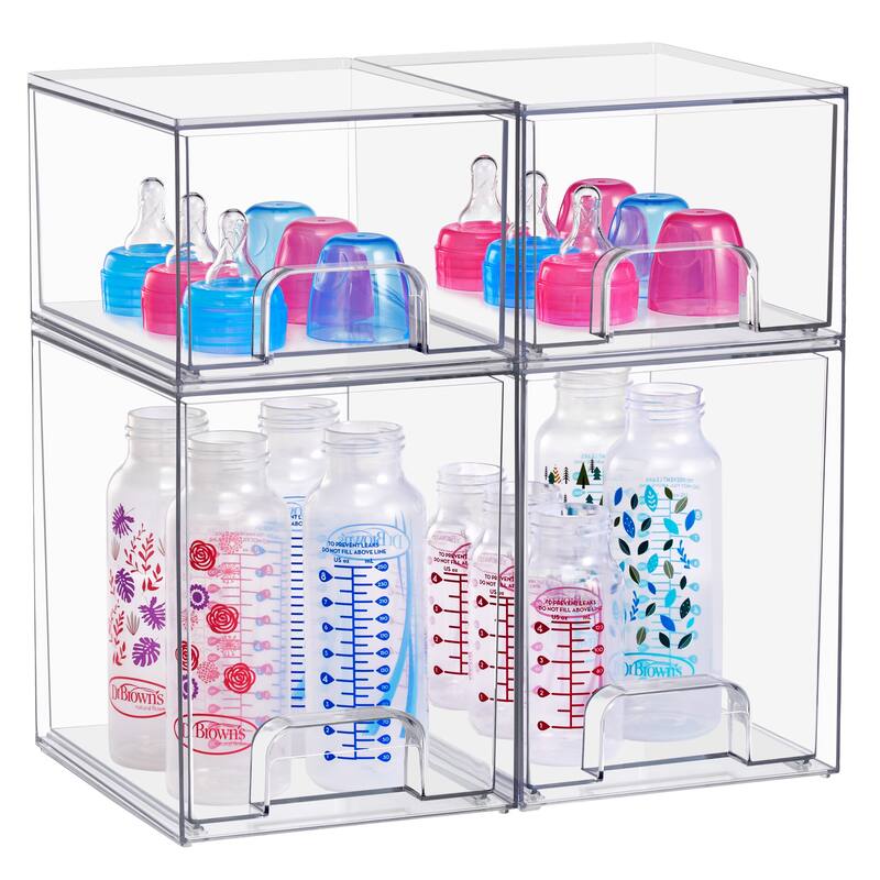 Sorbus Stackable Acrylic Storage Drawers, Clear Plastic Organizer Bins for Countertop Organization - 2 Tall 2 Small