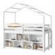 preview thumbnail 6 of 8, Modern Twin Wood House Loft Kid Bed with Roof,Shelves,Guardrail,Ladder