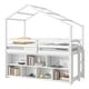 preview thumbnail 17 of 18, Twin Size House Loft Bed wRoof, Under Bed Shelving Storage Unit, Platform Bed with Guardrails and Ladder, No Box Spring Needed