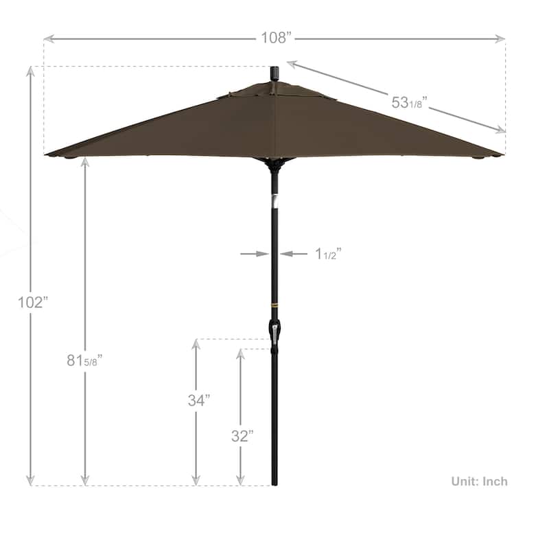 California Umbrella 9-foot Round Crank Lift, Push ButtonTilt, Black Frame Finish, Aluminum Patio Umbrella with Sunbrella Fabric