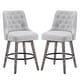 preview thumbnail 1 of 24, HOMYKA Tufted Swivel Bar Stool with Wood Grain Chair Legs Set of 2 Light Grey - Bar Height