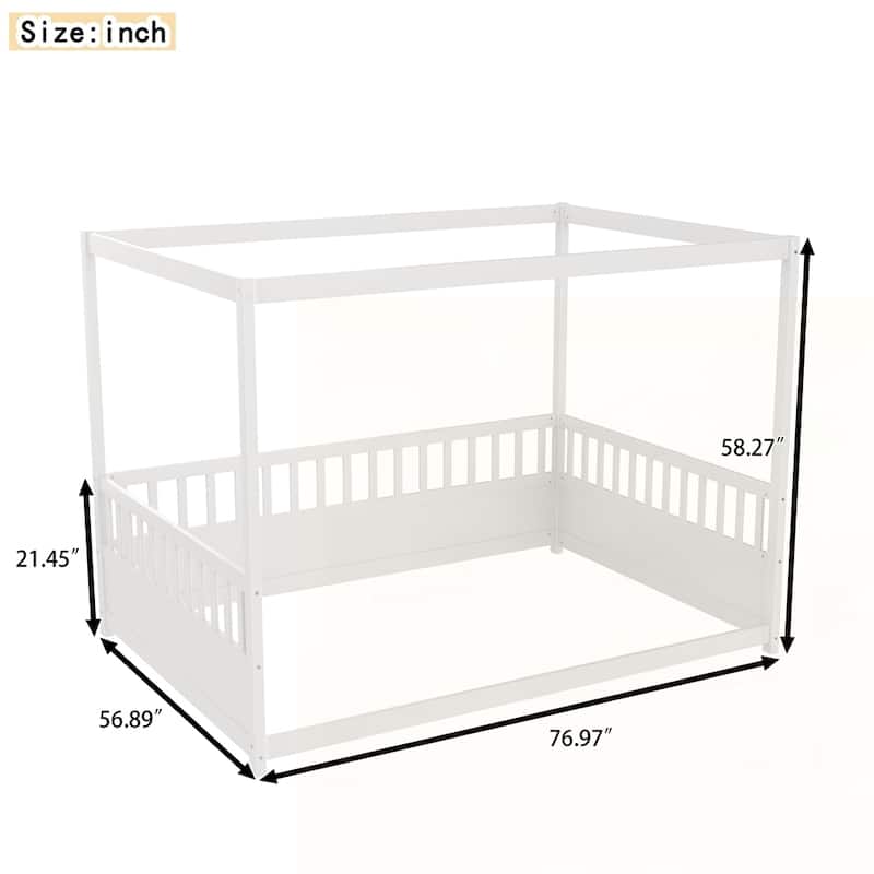 Canopy Bed Frame with Guardrails