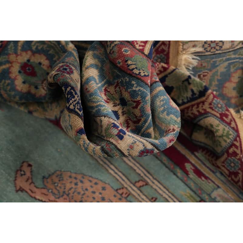 Hand Knotted Oriental 100% Wool Carpet Transitional Geometric Multi-Colored Anatolian Runner Rug - 9' 6'' X 3' 4''