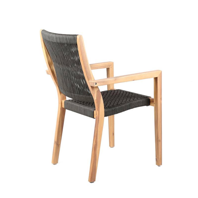 Madsen Solid Wood and Rope Outdoor Dining Chairs - Set of 2