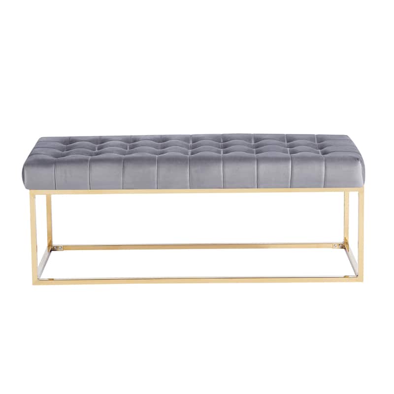 Porthos Home Wenn Tufted Velvet Bench with Gold Chrome Legs