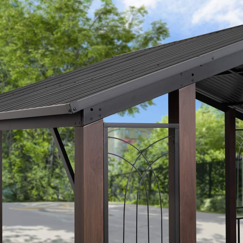 11ft. x 13ft. Aluminum Galvanized Patio Gazebo with Unique Screen