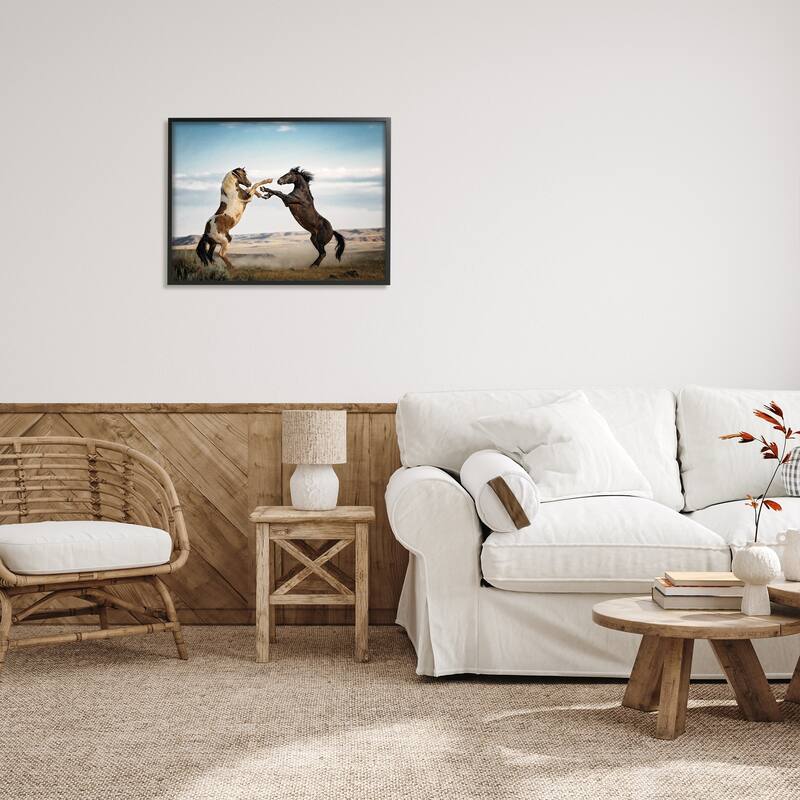 Stupell Fighting Horses Photography Framed Giclee Art Design by PBurchettePhoto