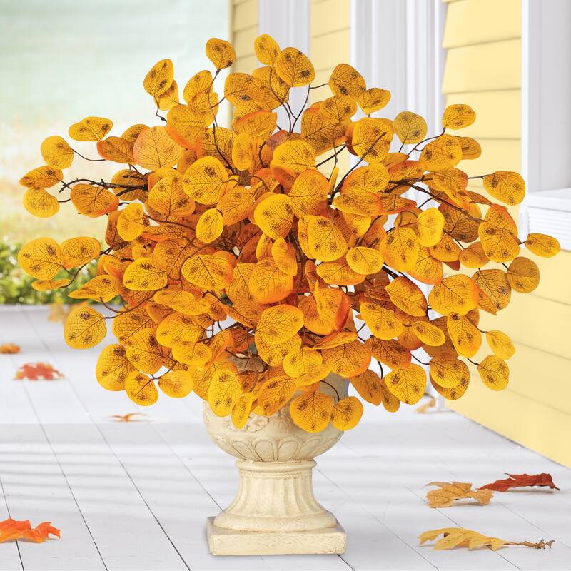 Artificial Vibrant Continus Leaves Bushes - Set of 3 - 12 x 20 x 12 - Yellow