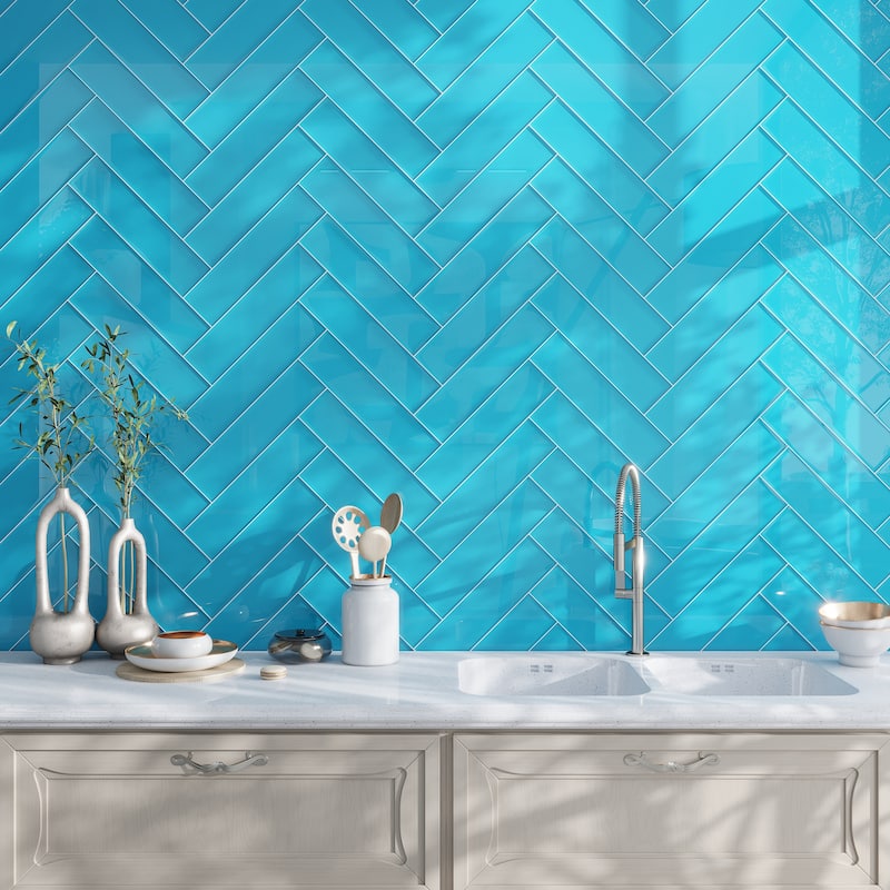 Apollo tile 4" x 16" Colorway Glossy Sapphire Blue Glass Tile (5.33 sq ft/case) - 12 Pack