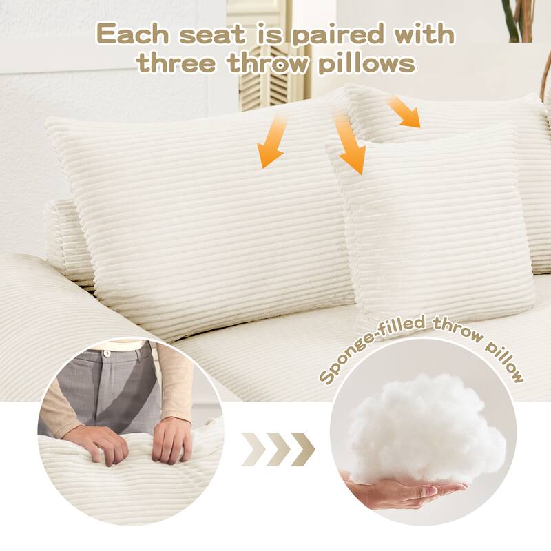 54" Oversized Cloud Sectional - Extra-Thick Cushions, Corduroy Fabric, Easy Assembly - Living Room, Study