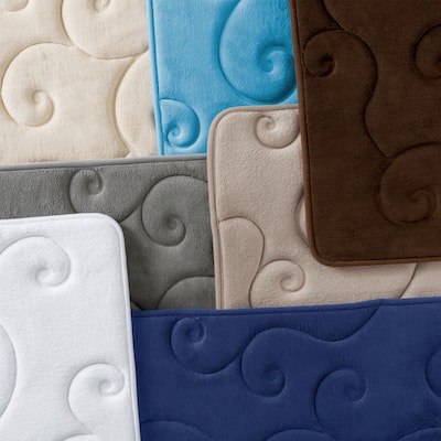 Bathroom Rug Set of 2 – Memory Foam Bath Mats with Embossed Coral Fleece Top by Windsor Home
