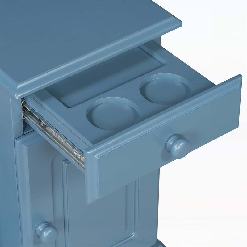 Vintage Side Table Flip Top with Flip Top,USB Ports,Multifunctional Drawer,Bookshelf for Living Room