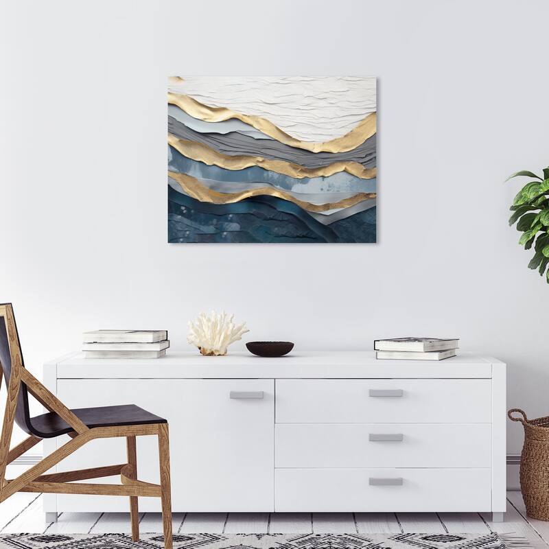 Wynwood Studio Canvas Nautical and Coastal Sea Level Glam Gold and Metallic Gold Glam Wall Art Canvas Print - 24 x 20