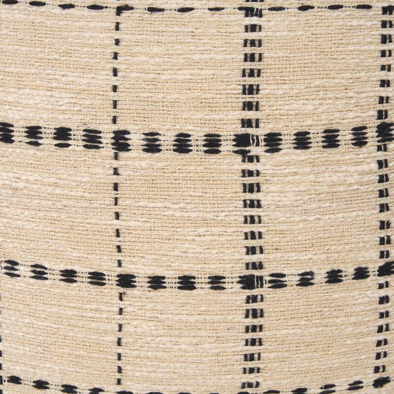 Jaela Beige and Black Striped Checkered Decorative Lumbar Pillow Cover