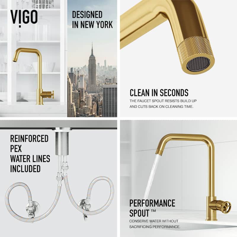 VIGO Cass Industrial 14" H Single Handle Kitchen Bar Faucet