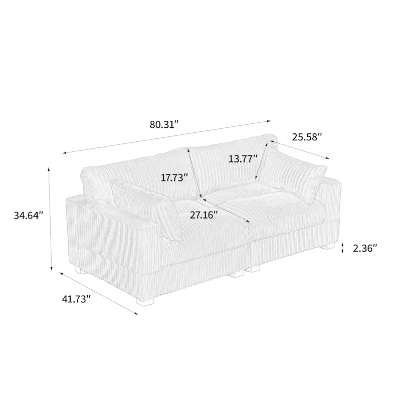 80"Plush Upholstery Loveseat Modular Sofa Couch