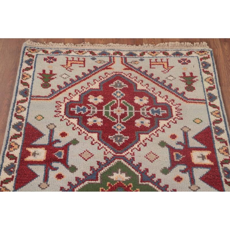 Tribal Kazak Oriental Runner Rug Handmade Wool Carpet - 2'7"x 7'9"
