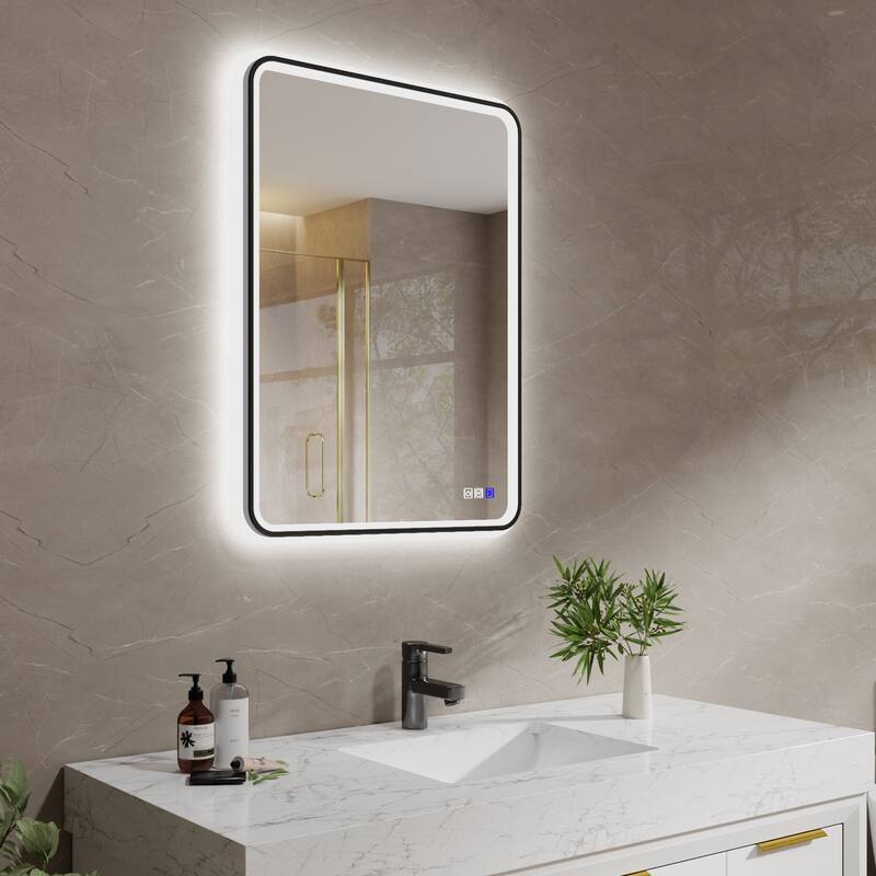 ExBrite Bathroom LED Mirror with Defog, Stepless Dimming
