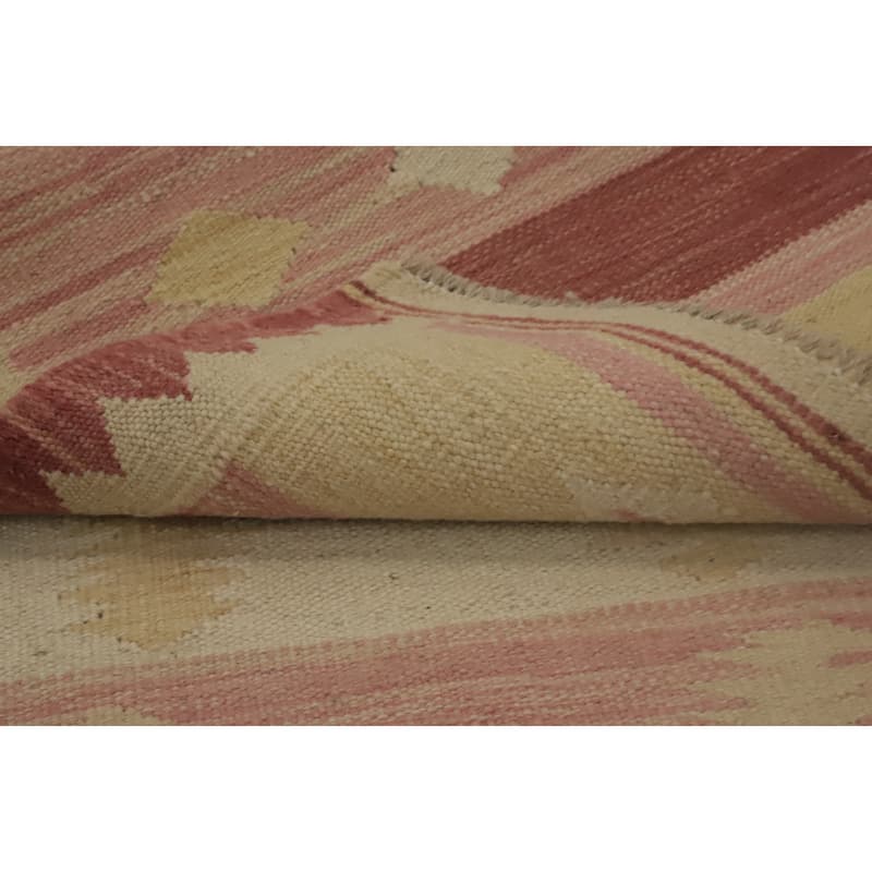 Hand Woven Oriental 100% Wool Carpet Southwestern Tribal Pink Kilim Runner Rug - 5' 11'' X 2' 0''