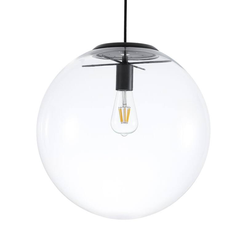 Minimalism Single-Light Clear Glass Globe Pendant - 15.7 in