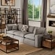 preview thumbnail 1 of 10, Anka Grey Linen Down Filled Cushioned Sofa by iNSPIRE Q Modern