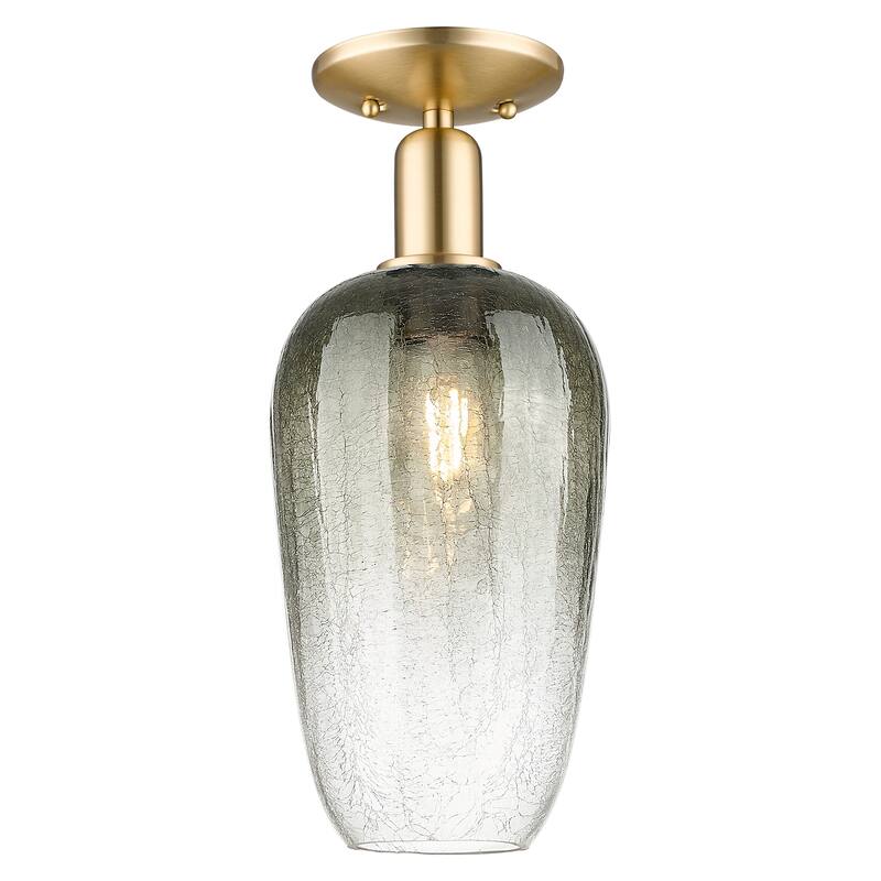 Innovations Lighting Downtown Urban - Brookhaven Flute - 1 Light 7" Semi-Flush Mount Light - Champagne Bronze/Slate Shade