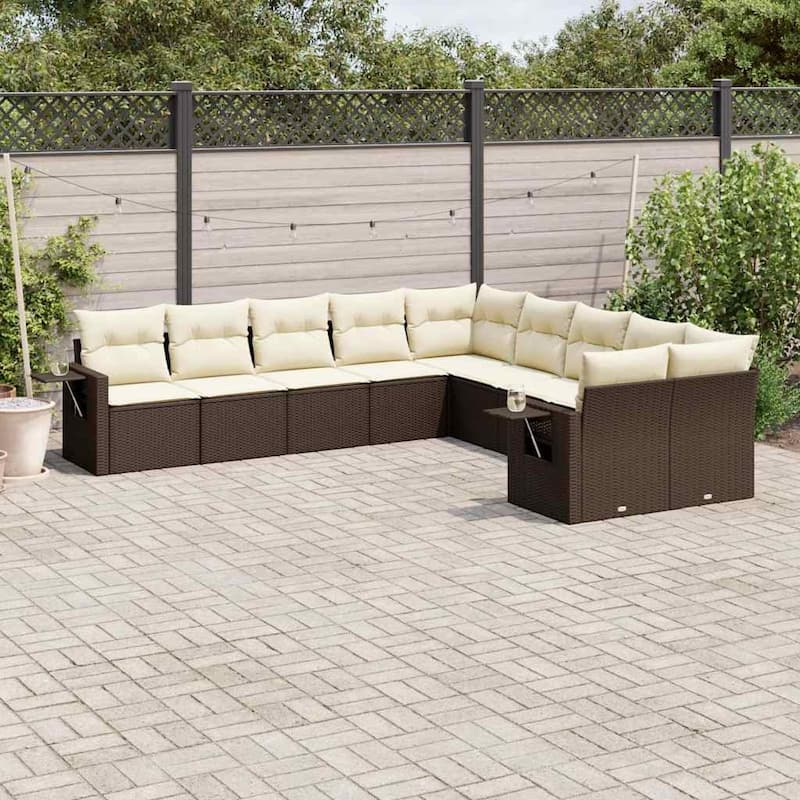 vidaXL Garden Sofa Set - Brown and cream With table