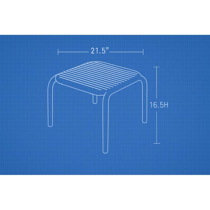 Brene 3-Piece Contract Grade Outdoor Chat Set with side table and 2 stackable lounge chairs.