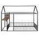 preview thumbnail 13 of 17, Black Full Size Metal Bed with Desk, House Bed Frame with Shelves and USB Ports
