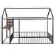 preview thumbnail 32 of 36, Full Size Metal Bed with Desk, House Bed Frame with Shelves and USB Ports