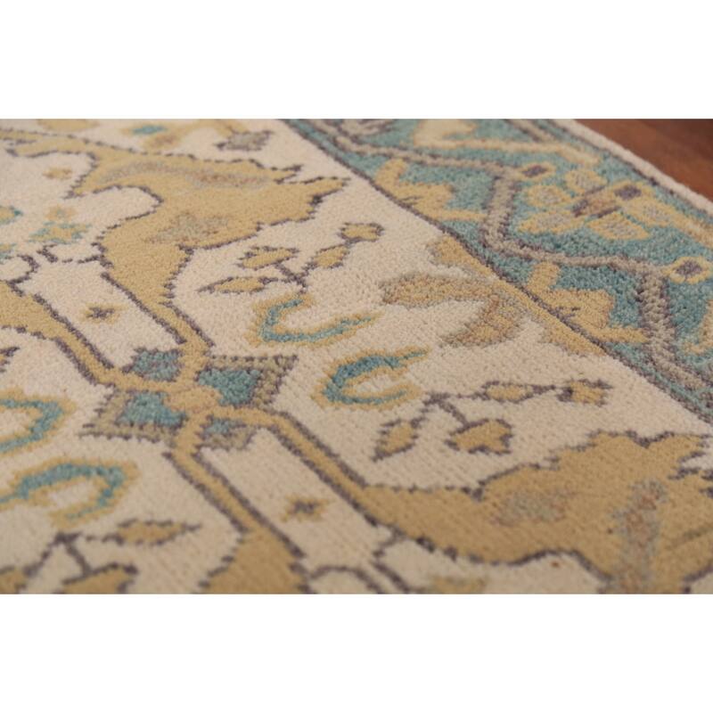 Oushak Oriental Runner Rug Hand-Knotted Floral Wool Carpet - 2'8" x 10'2"