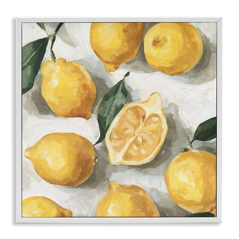 Stupell Soft Yellow Citrus Lemon Pile Over White Framed Wall Art, 12 x 12 - 17 x 17 - White