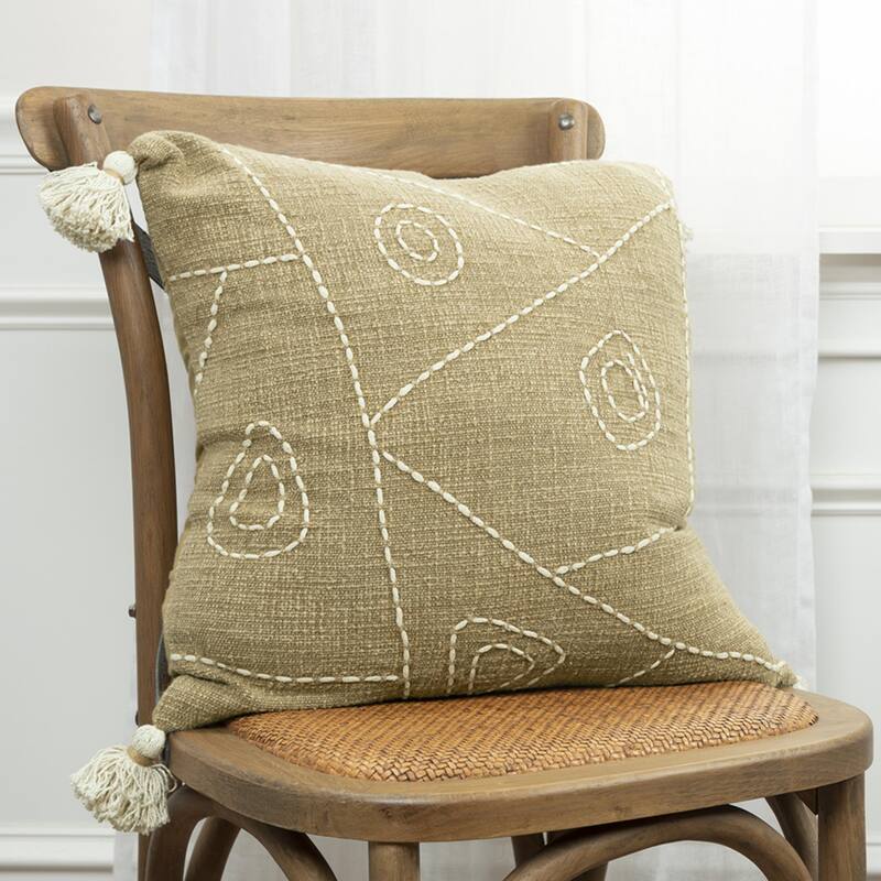 Rizzy Home Geometric Hand-stitched Throw Pillow