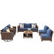 preview thumbnail 14 of 18, 8-Pc Wicker Patio Set w/Thick Cushions, 2 Swivel Rocking Chairs & Acacia Table for Backyard