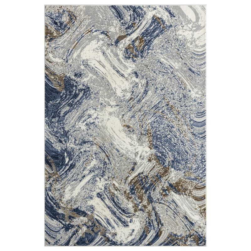 Luxe Weavers Marble Abstract Blue 2x3 Area Rug, Stain-Resistant Rug